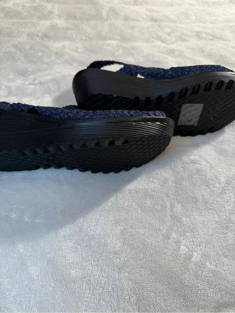 White Mountain Blue Woven Slingback Wedge Sandals Peep Toe Size 11